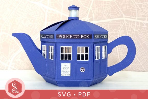 3D SVG Police Box Teapot Box for Handmade Craft Projects