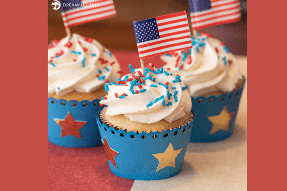 4th of July Cupcake Wrapper SVG: A Patriotic 3D Design for Independence Day Branding