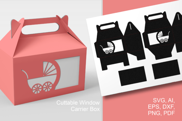 Baby Carrige Cutout Gable Box Template: A 3D SVG Asset for Life Events And Celebrations