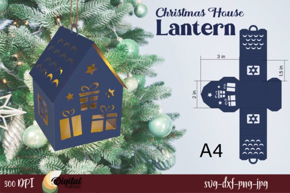 Christmas House Paper Lantern – 3D SVG for Festive Design Projects