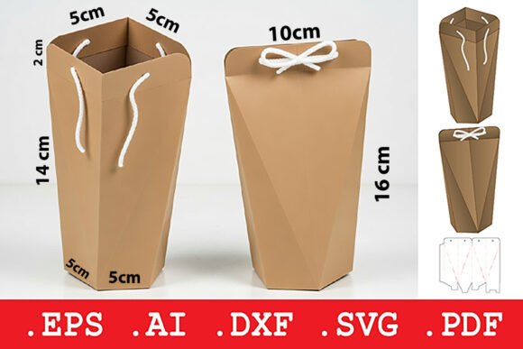 Faceted Tote Gift Bag: A 3D SVG Object for Polished Design Projects