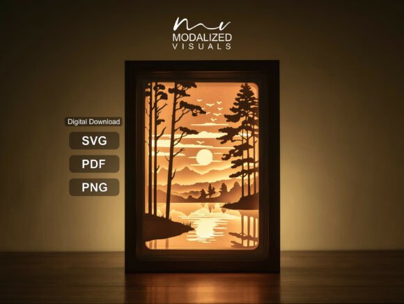 Forest River Mountain Landscape Lightbox 3D SVG Review