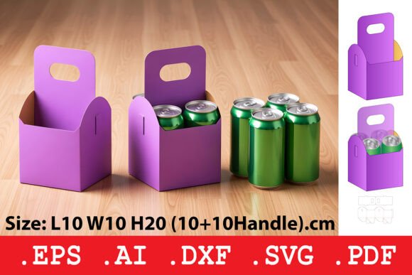 Handle 4-Pack Can Carrier: A 3D SVG Asset for Modern Content Design