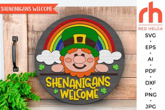 Leprechaun Welcome Door Sign SVG for Saint Patrick S Day