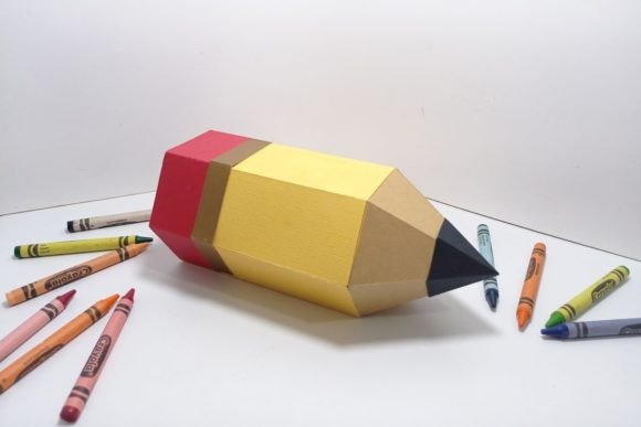 Pencil Shaped Gift Box: 3D SVG for School Content