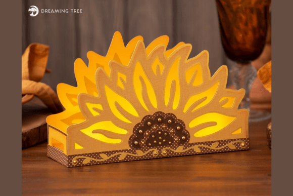 Sunflower Centerpiece Luminary SVG: A 3D Design for Cozy Branding