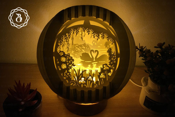 Swans Sphere Pop-up: A 3D SVG Asset for Shadow Box Branding