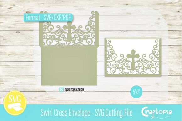 Swirl Cross Envelope – 3D SVG Graphic for Baptism Collections