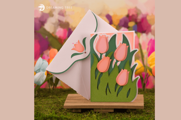 Tulip Greeting Card SVG: A 3D Flower Design for Handmade Creations